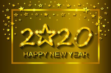 Happy New Year 2020 - tebrik kartı, el ilanı, davetiye - vektör