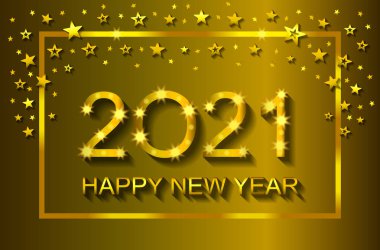 Happy New Year 2021 - tebrik kartı, el ilanı, davetiye - vektör