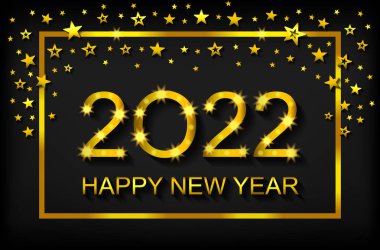Happy New Year 2022 - tebrik kartı, el ilanı, davetiye - vektör