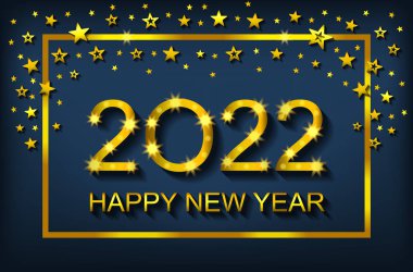 Happy New Year 2022 - tebrik kartı, el ilanı, davetiye - vektör