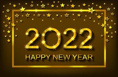 Happy New Year 2022 - tebrik kartı, el ilanı, davetiye - vektör