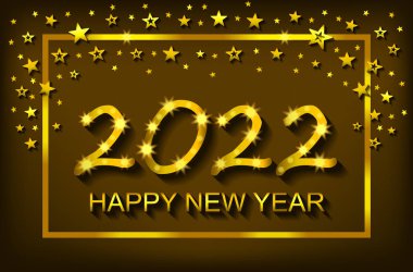 Happy New Year 2022 - tebrik kartı, el ilanı, davetiye - vektör