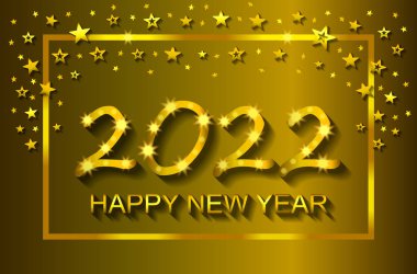 Happy New Year 2022 - tebrik kartı, el ilanı, davetiye - vektör