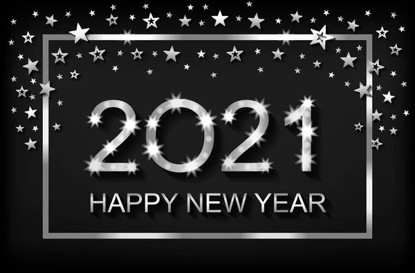 Happy New Year 2021 - greeting card, flyer, invitation - vector — Stock Vector