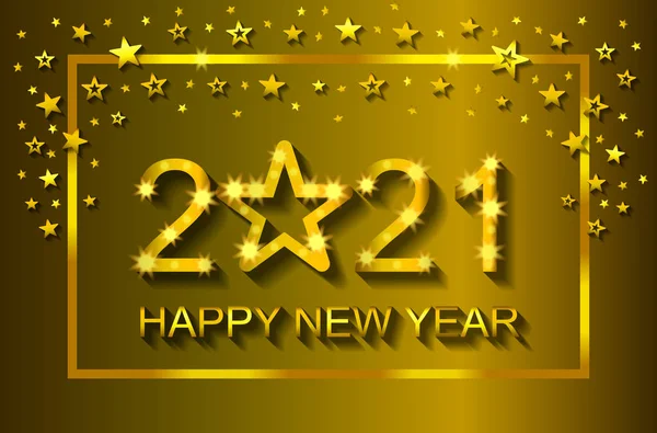 Boldog új évet 2021-üdvözlőlap, szórólap, meghívó-vektor — Stock Vector