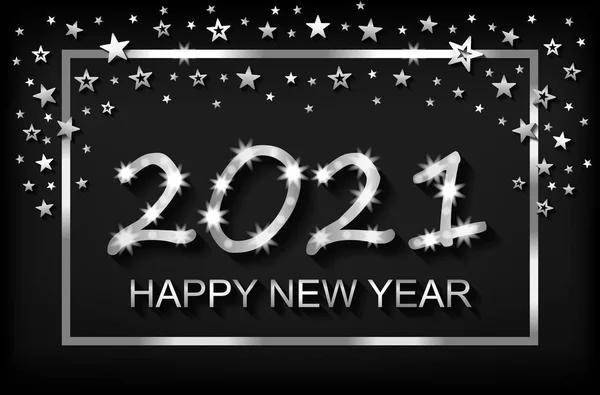 Happy New Year 2021 - greeting card, flyer, invitation - vector — Stock Vector
