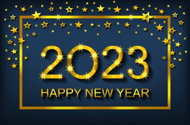 Happy New Year 2023 - tebrik kartı, el ilanı, davetiye - vektör