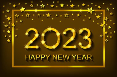 Happy New Year 2023 - tebrik kartı, el ilanı, davetiye - vektör