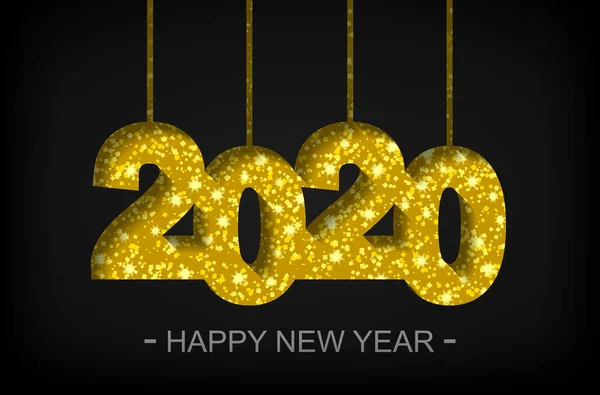 Feliz Año Nuevo 2020 - tarjeta de felicitación, folleto, invitación - vector — Archivo Imágenes Vectoriales
