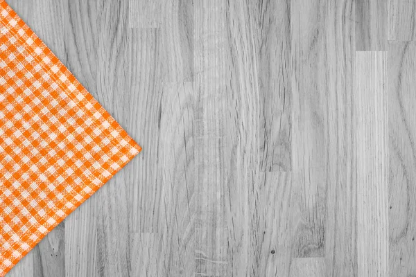 Tableros Rústicos Madera Con Mantel Cuadros Naranja — Foto de Stock