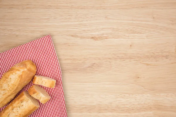 Two Fresh Baguettes Wooden Table — Stock Photo, Image