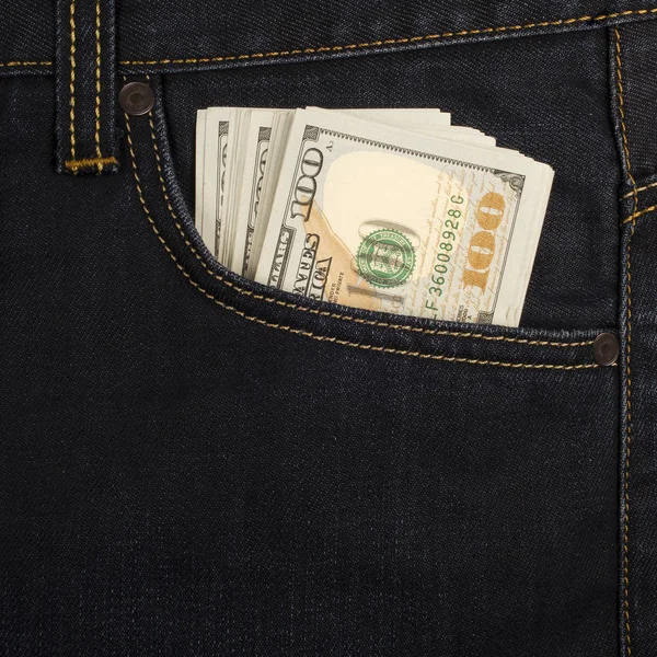 Mavi Jeans Closeup Cebinde Nakit Arka Plan Boş Şablon — Stok fotoğraf