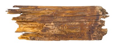 Eski ahşap tahtası beyaz bir arka plan üzerinde izole. Üstten Görünüm.