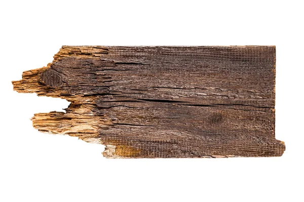Altes Holzbrett Isoliert Auf Weißem Hintergrund Ansicht Von Oben — Stockfoto