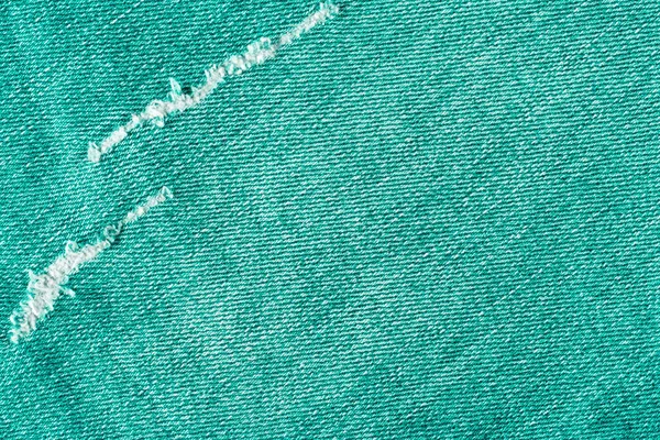 Pantalones Vaqueros Color Aguamarina Con Superficie Del Agujero Fondo Textura — Foto de Stock