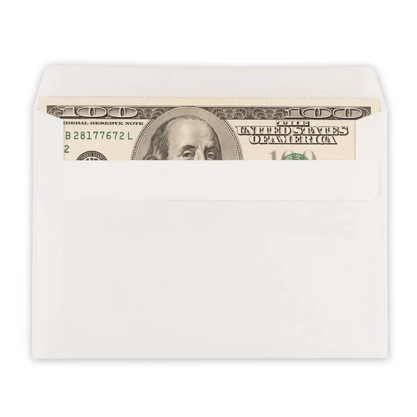 Billetes 100 Dólares Sobre Aislado Sobre Fondo Blanco Vista Superior — Foto de Stock