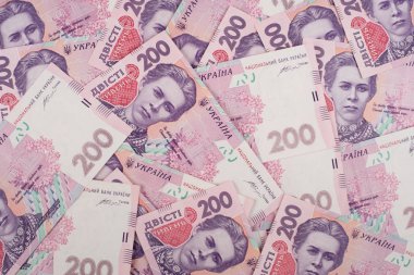 Ukraynalı para. İki yüz hryvnia banknotların arka plan