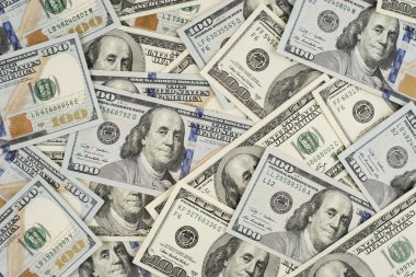 Dolar arka plan, yüz ABD Doları banknot faturaları, birçok Amer