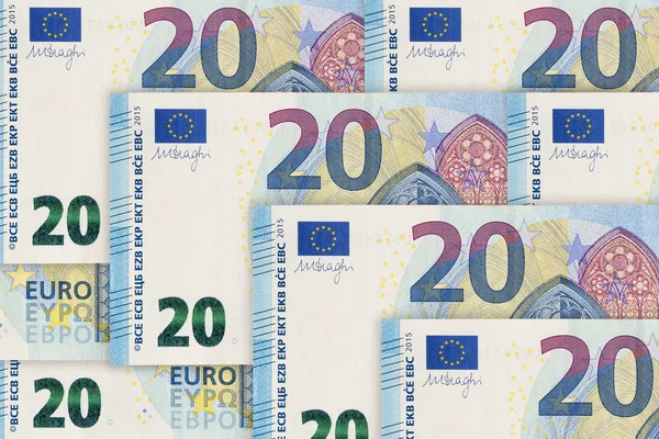 Банкнота в 20 евро закрывается. Счет в 20 евро . — стоковое фото
