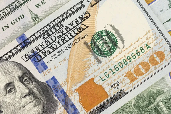 Closeup photo of a 100 dollar bill. — Stock Photo, Image