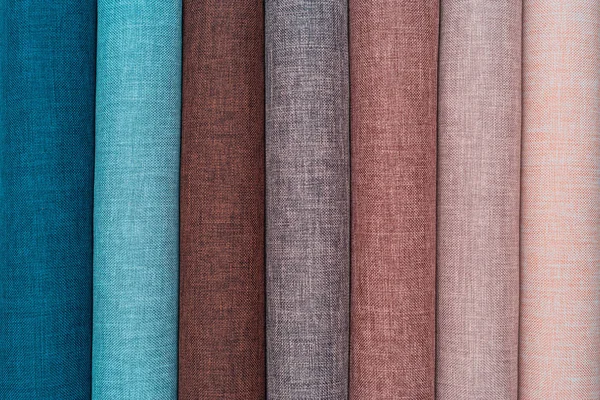 A set of samples of fabric furniture decoration lines of textile textures. — Stock Photo, Image