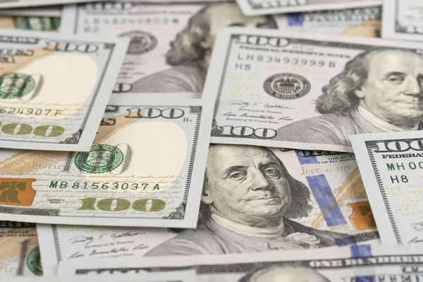 Benjamin Franklin en billetes de cien dólares . —  Fotos de Stock