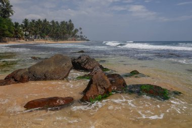 Arka plan resort, taş su Sri Lanka için