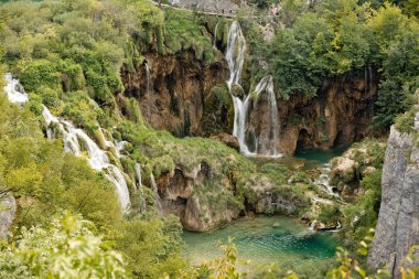 Plitvice Gölleri Milli Parkı'nda güzel manzara. Hırvatistan