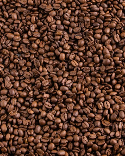 Brown coffee beans, close-up of coffee beans for background and texture — Stock Photo, Image