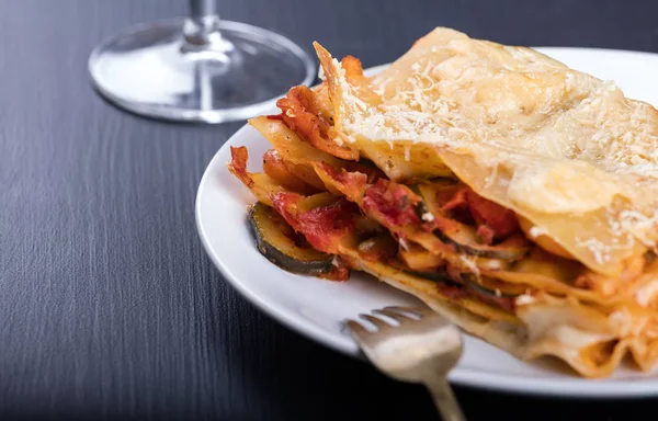 Vegetarian lasagne on the plate — Stock Photo, Image