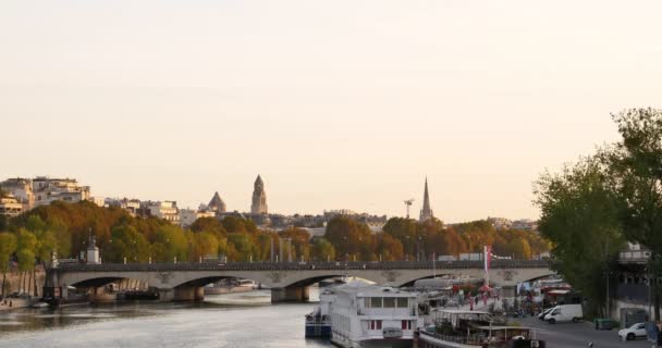 Paris França 2018 Pont Dlena Início Manhã Time Lapse Vídeo — Vídeo de Stock