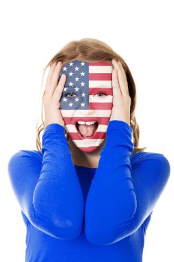 Kadın yüz ABD bayrağı ile.
