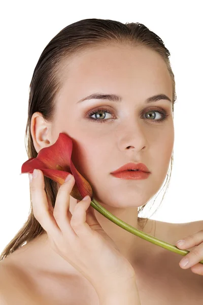 Schönheit Frauenporträt Schönes Model Mädchen Mit Perfekt Frischer Sauberer Haut — Stockfoto