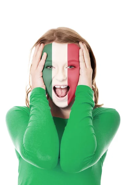 Mujer con bandera de México en la cara . —  Fotos de Stock