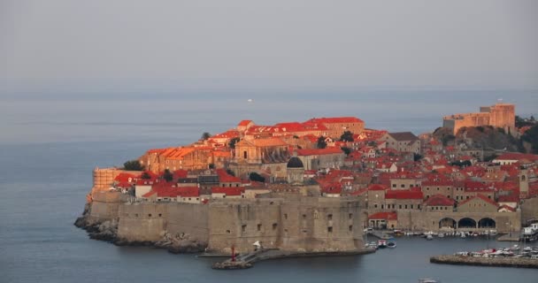 Timelapse Nascer Sol Sobre Dubrovnik Cidade Velha Destino Turístico — Vídeo de Stock