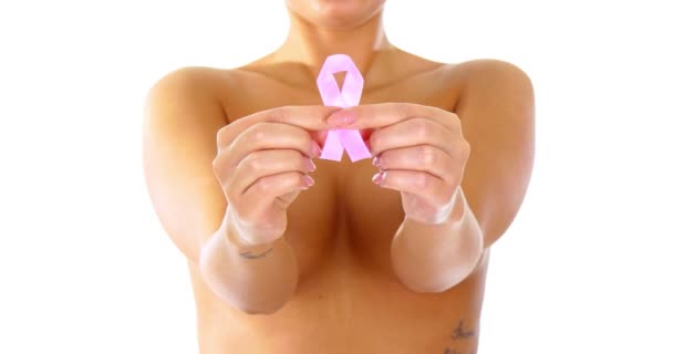 Nastro rosa - campagna contro il cancro al seno — Video Stock