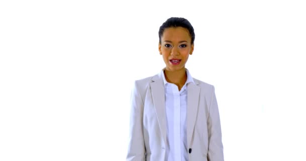 Mulher de negócios falante ou apresentadora — Vídeo de Stock