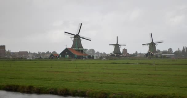 Museo all'aperto dei mulini a vento a Zaandam . — Video Stock