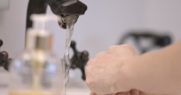 Clean hands by soap — Stock Video