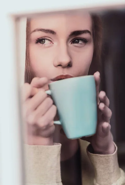 Autunno malinconia, bere caffè — Foto Stock