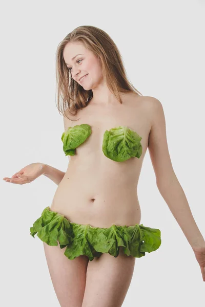 Mulher loira vegetariana — Fotografia de Stock