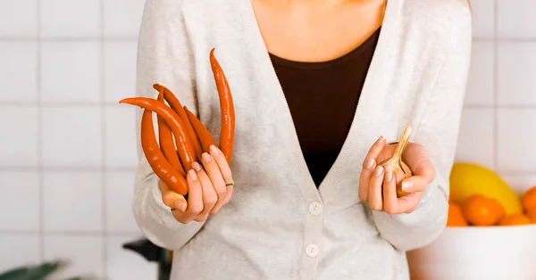 Peperoncino rosso caldo e galic — Foto Stock