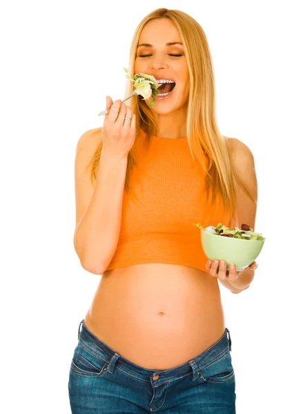 Donna incinta mangiare sano — Foto Stock