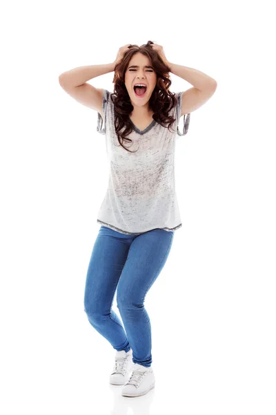 A portrait of very frustrated and angry woman — Stock Photo, Image