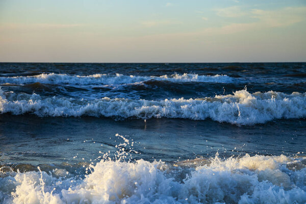 Beautiful sea Seascape. Waves close up.