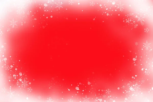 赤の背景に雪の結晶のクリスマス フレームです お祭りの装飾 — ストック写真