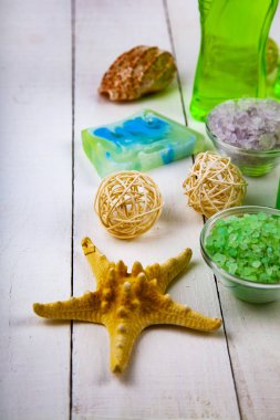 Spa uygulamaları ahşap tablo. 