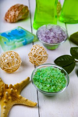 Spa uygulamaları ahşap tablo. 