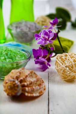 Spa uygulamaları ahşap tablo. 