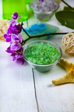 Spa uygulamaları ahşap tablo. 